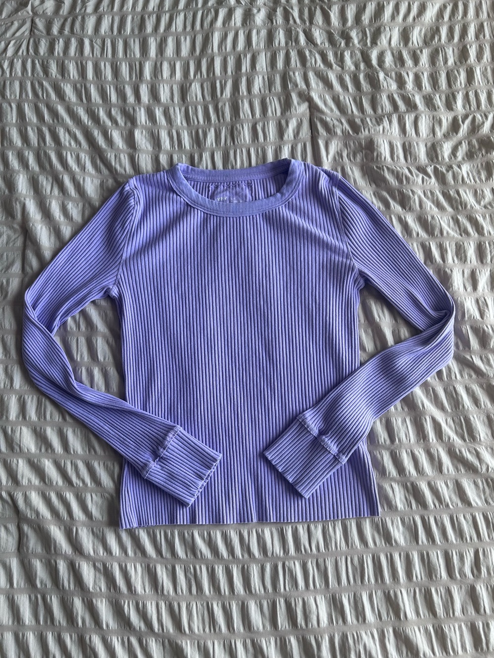 Aerie Lavender Purple Ribbed Long Sleeve Top (S)